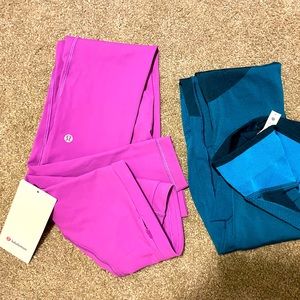 Lululemon Size 4 Leggings Set Of 2 New Purple blue Swift Speed Hr Tight 28”